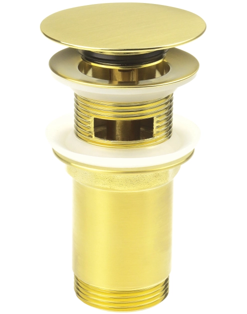 Zdjęcie: Korek do umywalki lub bidetu z tuleją - uniwersalny Click-Clack złoto szczotkowane DEANTE