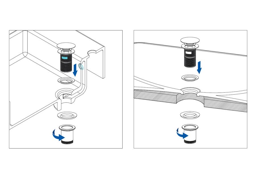 Zdjęcie: Korek do umywalki lub bidetu z tuleją - uniwersalny Click-Clack złoto szczotkowane DEANTE