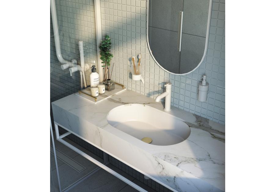 Zdjęcie: Korek do umywalki lub bidetu z tuleją - uniwersalny Click-Clack złoto szczotkowane DEANTE