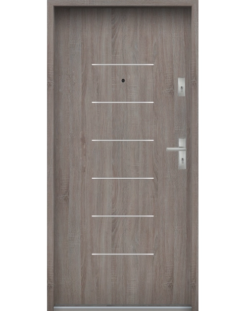 Zdjęcie: Drzwi wejściowe do mieszkań Bastion A-39 Dąb szary 90 cm lewe OSPŁ KR CENTER