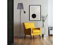 Zdjęcie: Lampa podłogowa Artemis plus, czarna podstawa, szary abażur ADRILUX