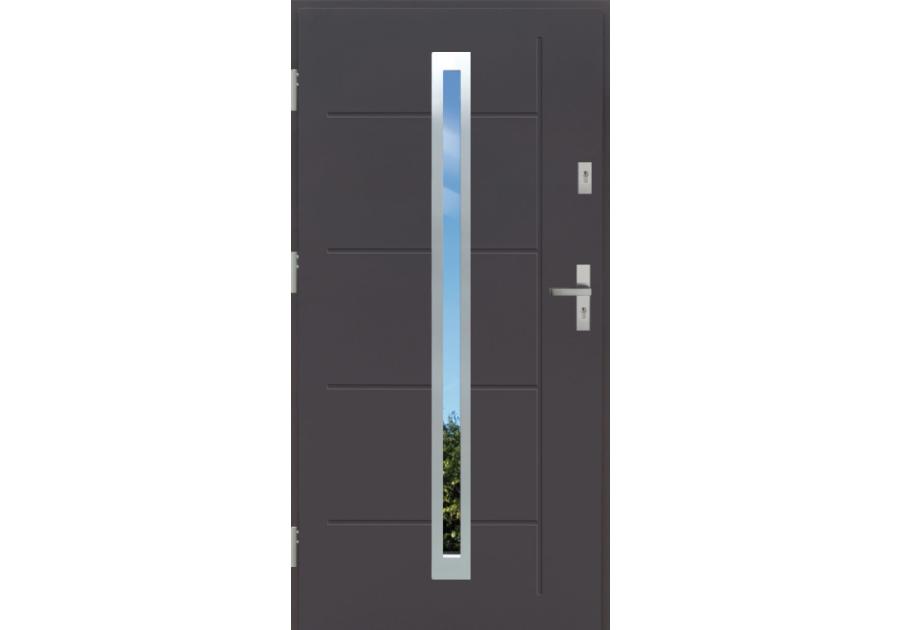Zdjęcie: Drzwi zewnętrzne stalowo-drewniane Disting Nicolo 11 Antracyt 90 cm lewe KR CENTER
