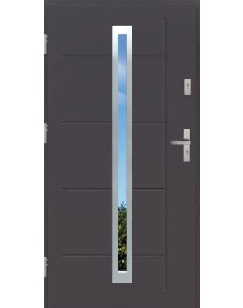 Zdjęcie: Drzwi zewnętrzne stalowo-drewniane Disting Nicolo 11 Antracyt 90 cm lewe KR CENTER