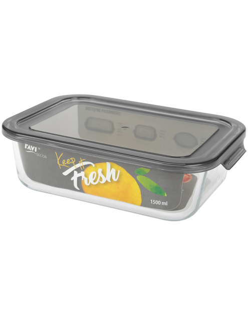 Zdjęcie: Pojemnik ze szkła żaroodpornego 1500 ml prostokąt, wzór Grey, Keep it fresh DECOR