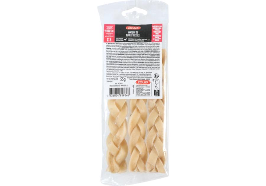 Zdjęcie: Przysmak naturalny dla psa Warkocz z suszonej skóry bawolej 3 sztuki, 55 g ZOLUX