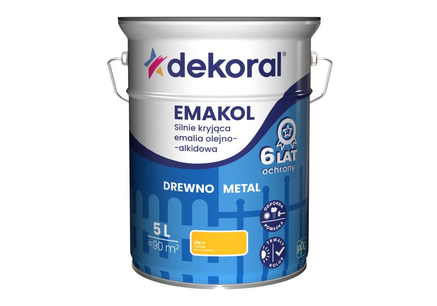 Zdjęcie: Emalia ftalowa Emakol Strong żółty 5 L DEKORAL