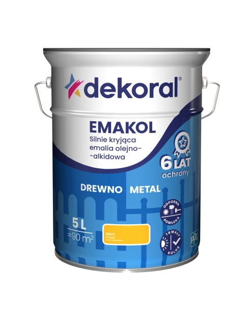 Zdjęcie: Emalia ftalowa Emakol Strong żółty 5 L DEKORAL
