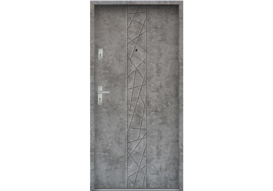Zdjęcie: Drzwi wejściowe do mieszkań Bastion N-53 Beton srebrny 90 cm prawe ODO KR CENTER