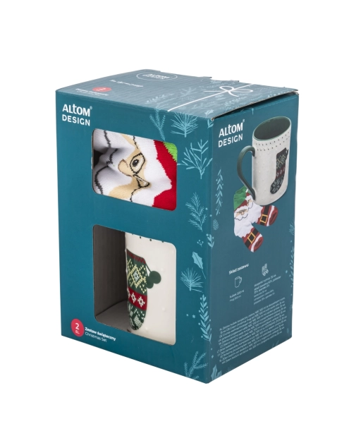 Zdjęcie: Zestaw kubek świąteczny 500 ml zielony ze skarpetkami ALTOM DESIGN