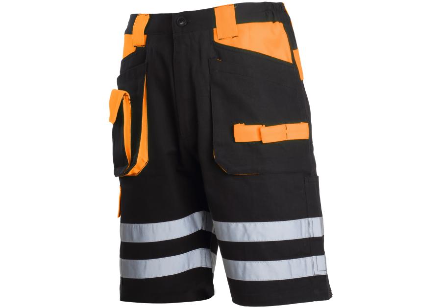 Zdjęcie: Spodenki krótkie czarno-pomarańczowem 100% bawełna z odblaskami, XL,CE,LAHTI PRO