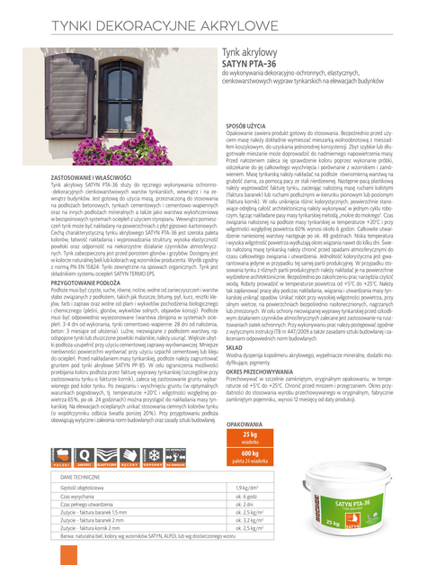 Zdjęcie: Tynk akrylowy PTA -36, baranek 1.5 mm II - 25 kg SATYN