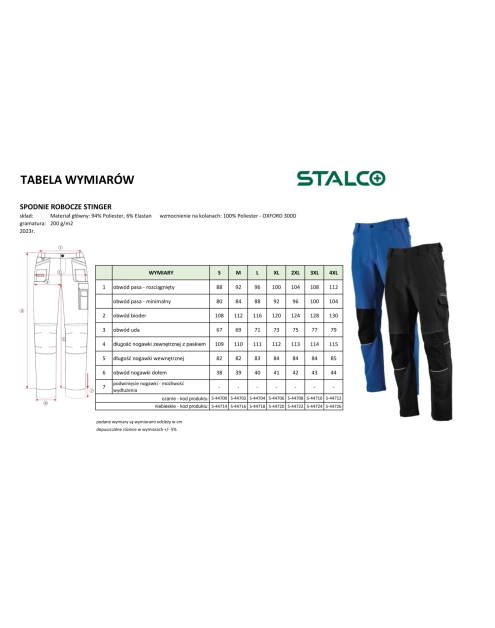 Zdjęcie: Spodnie robocze do pasa Stinger czarne M STALCO