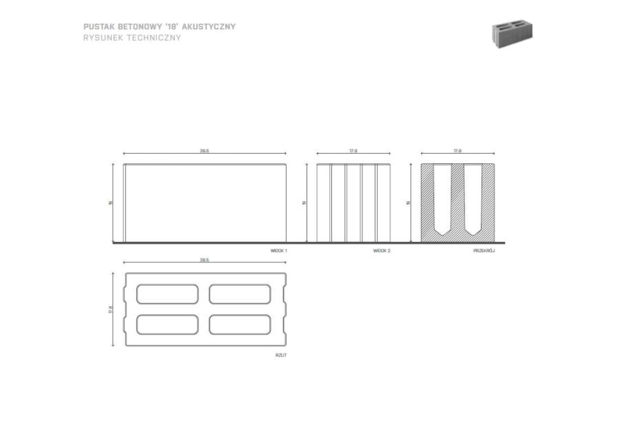 Zdjęcie: Pustak betonowy „18” akustyczny BETARD