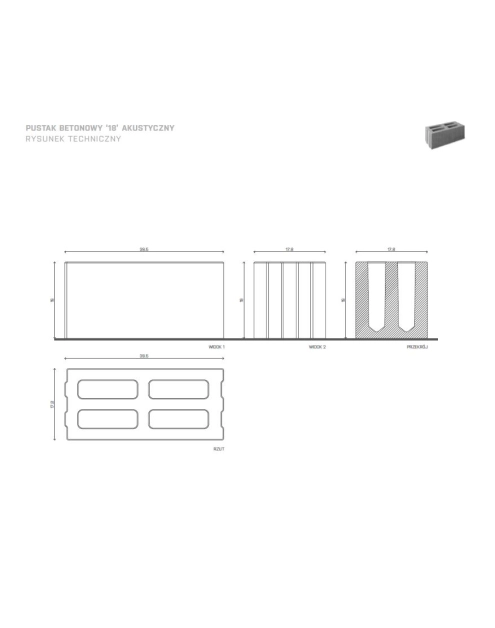 Zdjęcie: Pustak betonowy „18” akustyczny BETARD