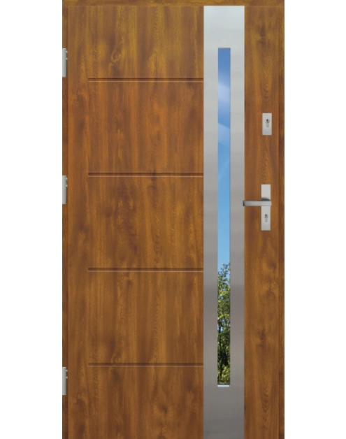 Zdjęcie: Drzwi zewnętrzne stalowo-drewniane Disting Nicolo 08B Dąb złoty 90 cm lewe KR CENTER
