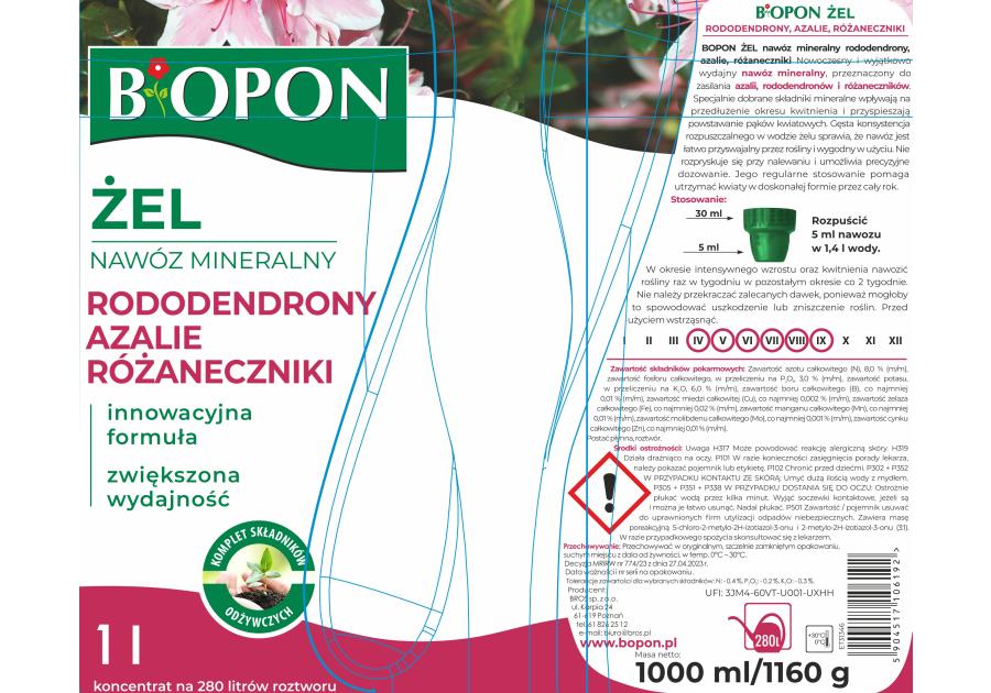 Zdjęcie: Żel nawóz mineralny do rododendronów, azalii i różaneczników 1 L BOPON