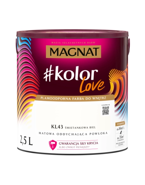 Zdjęcie: Farba plamoodporna kolorLove KL43 śmietankowa biel 2,5 L MAGNAT