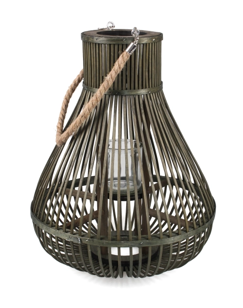 Zdjęcie: Lampion na nóżkach zielony 34x34x41/66 cm TIN TOURS