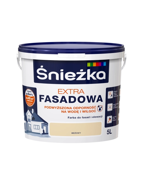 Zdjęcie: Farba Extra Fasadowa Beżowy 5L N ŚNIEŻKA