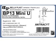 Zdjęcie: Listwa PVC BP13 Mini U L300 6/3 antracyt, z siatką i z uszczelką BELLA PLAST