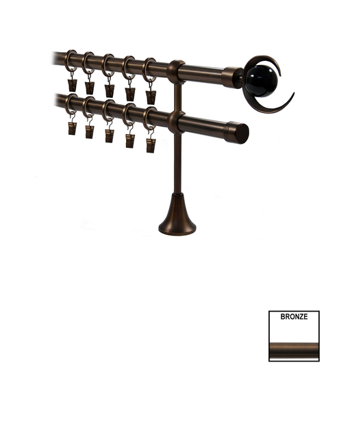 Zdjęcie: Karnisz podwójny Victoria fi 19 mm - 160 cm bronze luna KARWEL