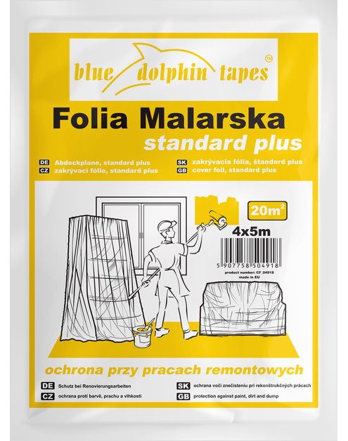 Zdjęcie: Folia malarska 4 m x 5 m BLUEDOLPHIN