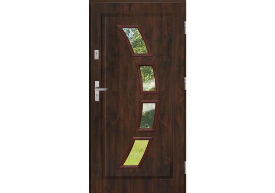 Zdjęcie: Drzwi zewnętrzne stalowo-drewniane Disting Mario 03 Orzech 100 cm prawe KR CENTER
