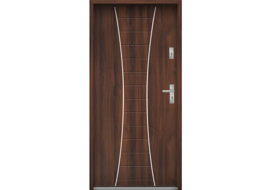 Zdjęcie: Drzwi wejściowe do mieszkań Bastion R-63 Orzech 80 cm (NW) lewe ODP KR CENTER