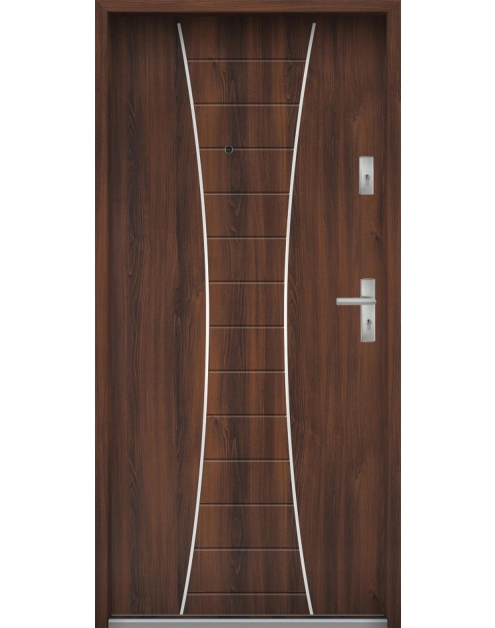 Zdjęcie: Drzwi wejściowe do mieszkań Bastion R-63 Orzech 80 cm (NW) lewe ODP KR CENTER