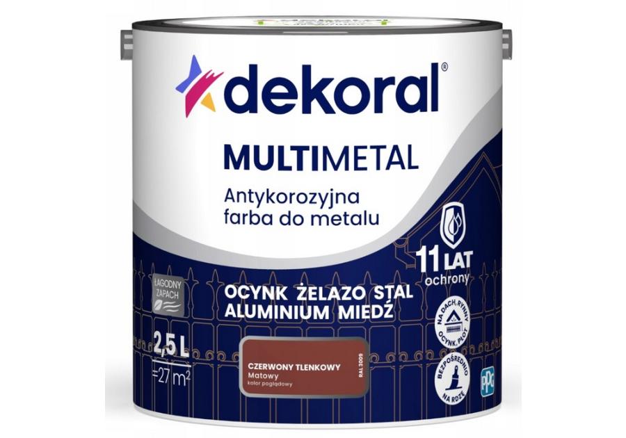 Zdjęcie: Farba do metalu Multimetal Antykorozyjna Czerwony tlenkowy 2,5 L DEKORAL