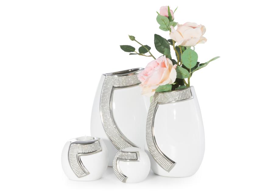 Zdjęcie: Świecznik Nelda 9x9x8 cm biało-srebrny EUROFIRANY