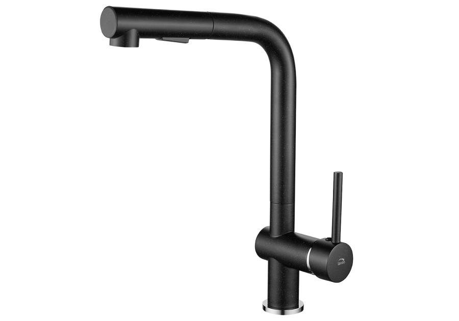 Zdjęcie: Bateria zlewozmywakowa stojąca Luna z wyciąganą wylewką czarny granit LAVEO