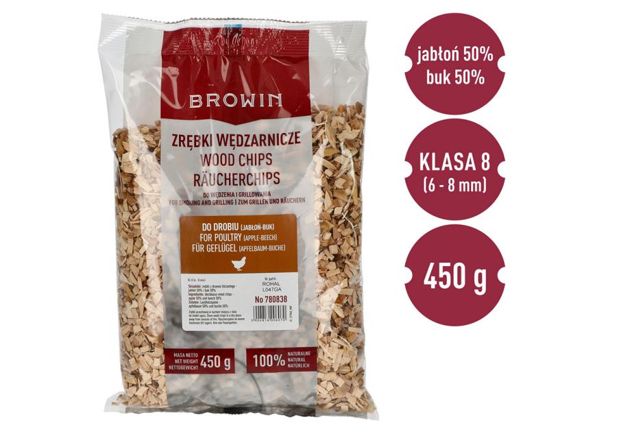 Zdjęcie: Zrębki mix do drobiu (50% jabłoń + 50% buk)- 450g kl.8 780838 BROWIN