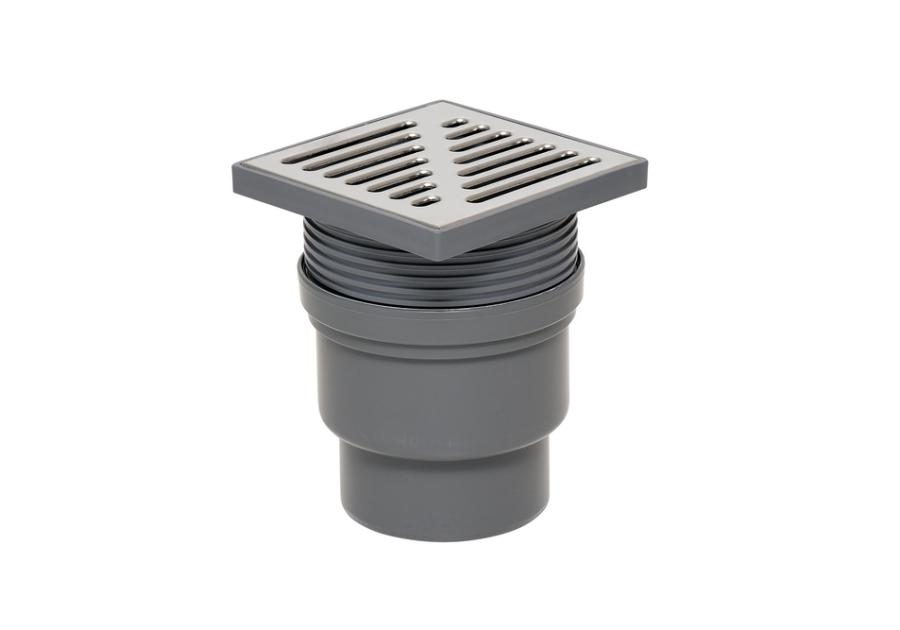 Zdjęcie: Wpust kanalizacyjny regulowany z wyjściem prostym 110 mm z rusztem nierdzewnym TYCNER