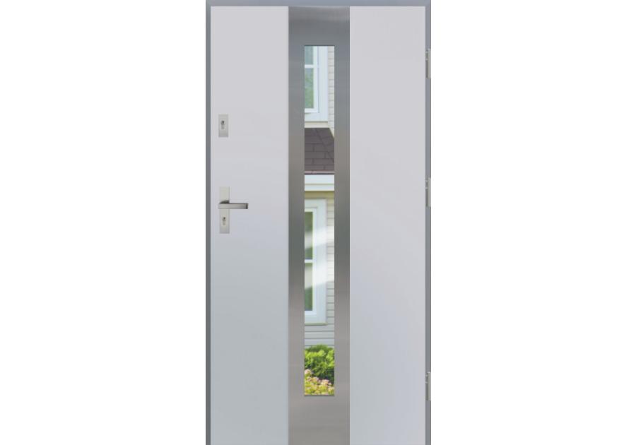 Zdjęcie: Drzwi zewnętrzne stalowo-drewniane Disting Otello 05 Biały 90 cm prawe KR CENTER