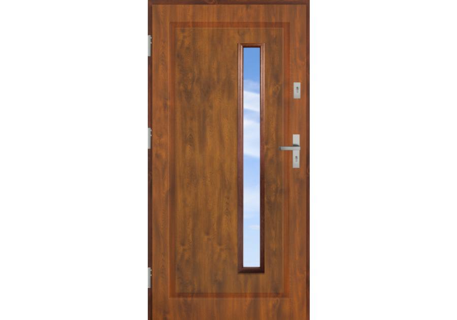 Zdjęcie: Drzwi zewnętrzne stalowo-drewniane Disting Mario 04B Dąb złoty 100 cm lewe KR CENTER
