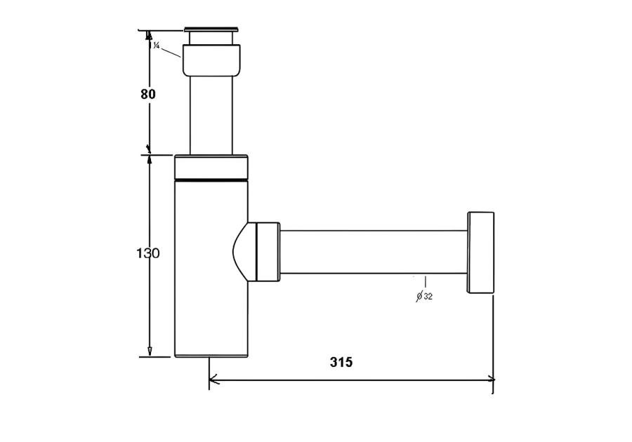 Zdjęcie: Syfon umywalkowy butelkowy niski dekoracyjny 1.1/4x32 bez spustu chrom MCALPINE