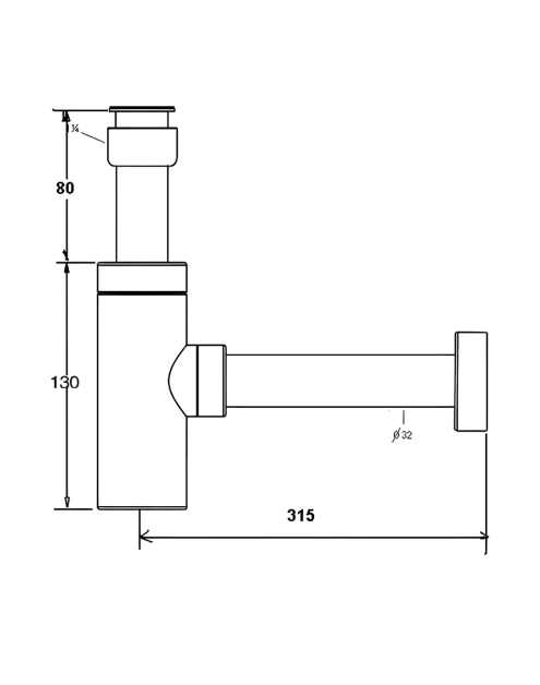 Zdjęcie: Syfon umywalkowy butelkowy niski dekoracyjny 1.1/4x32 bez spustu chrom MCALPINE