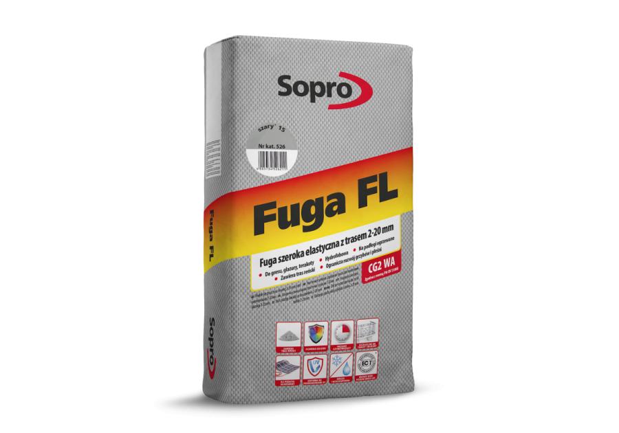 Zdjęcie: Fuga szeroka elastyczna z trasem FL szary 25 kg SOPRO