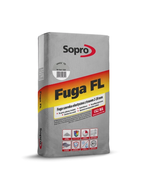 Zdjęcie: Fuga szeroka elastyczna z trasem FL szary 25 kg SOPRO