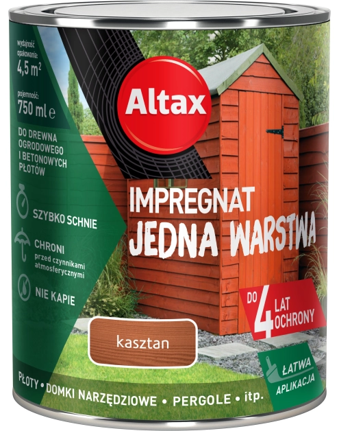 Zdjęcie: Impregnat Jedna Warstwa 4 lata 0,75 L kasztan ALTAX