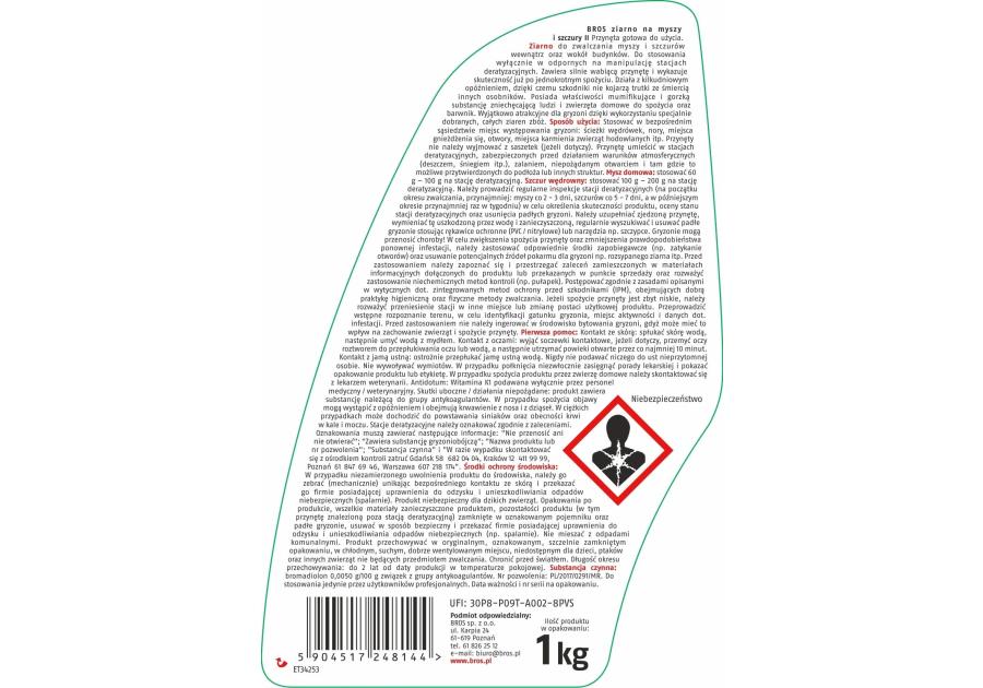 Zdjęcie: Ziarno na myszy i szczury 1 kg BROS