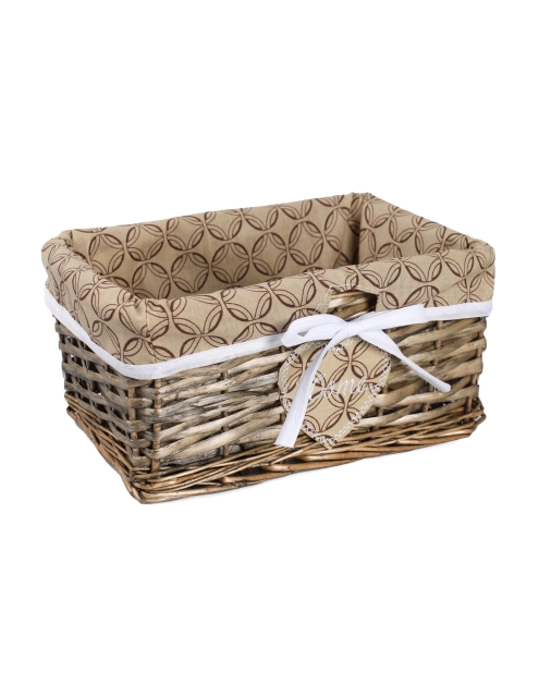 Zdjęcie: Szuflada wiklinowa z materiałem 27x17x12 cm brązowa TIN TOURS