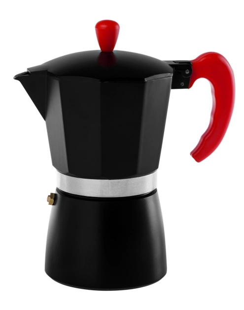 Zdjęcie: Kawiarka do Espresso na 6 filiżanek czarno-czerwona FLORINA