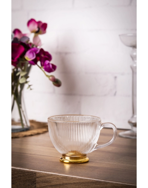 Zdjęcie: Filiżanka szklana na stopce w kolorze złota Selena 430 ml ALTOM DESIGN