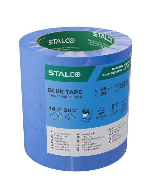 Zdjęcie: Taśma malarska niebieska 3-pak 48 mm x 50 m STALCO