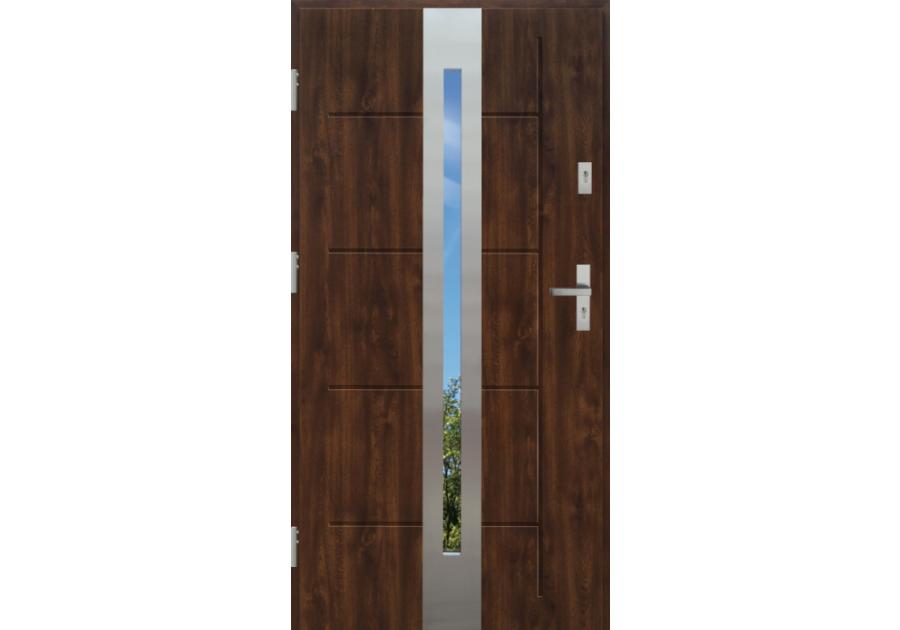 Zdjęcie: Drzwi zewnętrzne stalowo-drewniane Disting Nicolo 08 Orzech 90 cm lewe KR CENTER