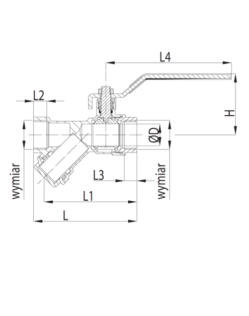 Zdjęcie: Zawór kulowy z filtrem skośnym 1 1/2" KFA