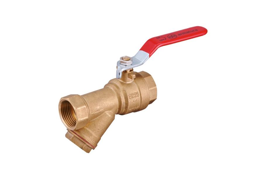 Zdjęcie: Zawór kulowy z filtrem skośnym 1 1/2" KFA