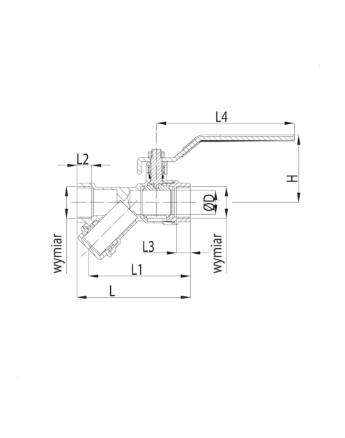 Zdjęcie: Zawór kulowy z filtrem skośnym 1 1/2" KFA
